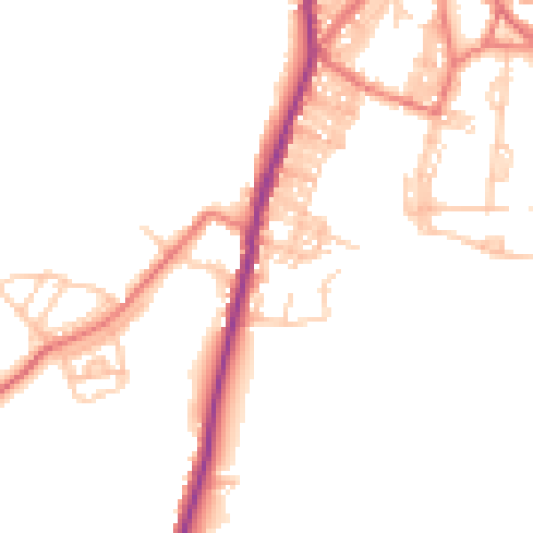 Daytime road noise heatmap for BB18 6XN