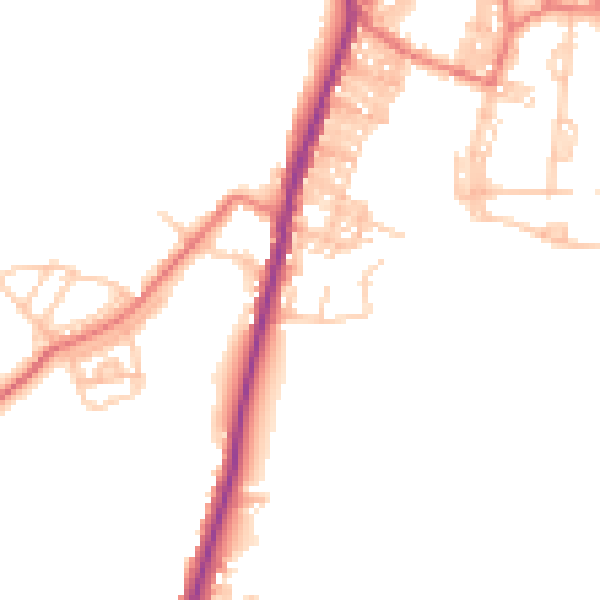 Daytime road noise heatmap for BB18 6XZ