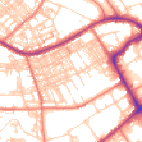 Daytime road noise heatmap for BB2 1JA