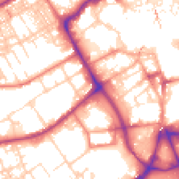 Daytime road noise heatmap for BB2 1NH