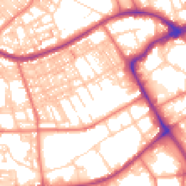 Daytime road noise heatmap for BB2 1QU
