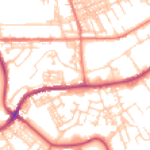 Daytime road noise heatmap for BB2 1UJ