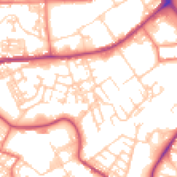 Daytime road noise heatmap for BB2 2AY