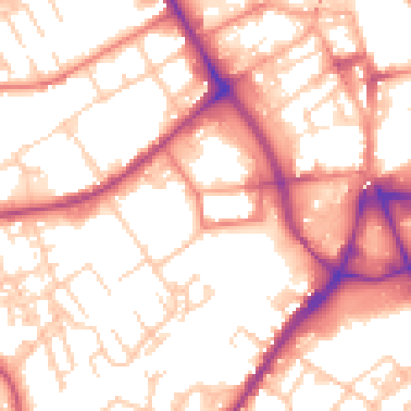 Daytime road noise heatmap for BB2 2JE