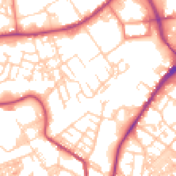 Daytime road noise heatmap for BB2 2LW