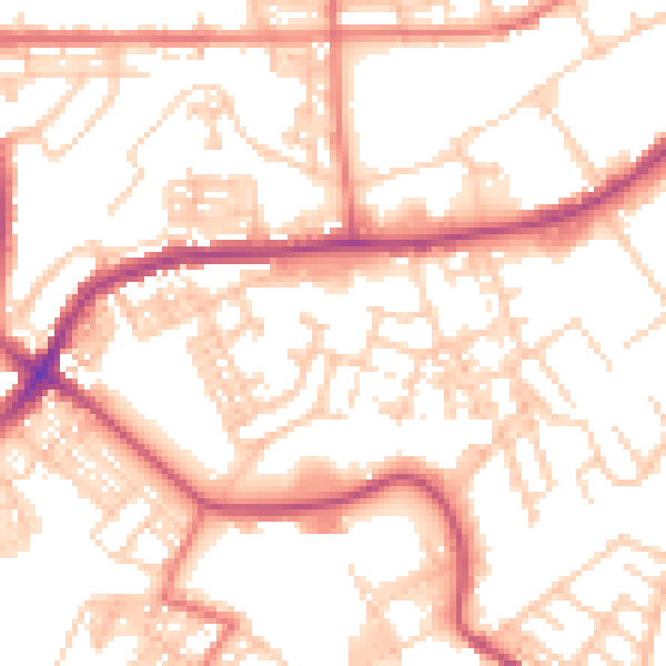 Daytime road noise heatmap for BB2 2PT