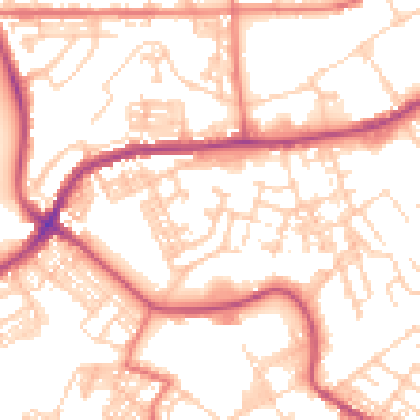 Daytime road noise heatmap for BB2 2PU