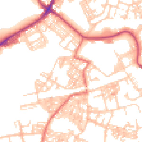 Daytime road noise heatmap for BB2 2RQ