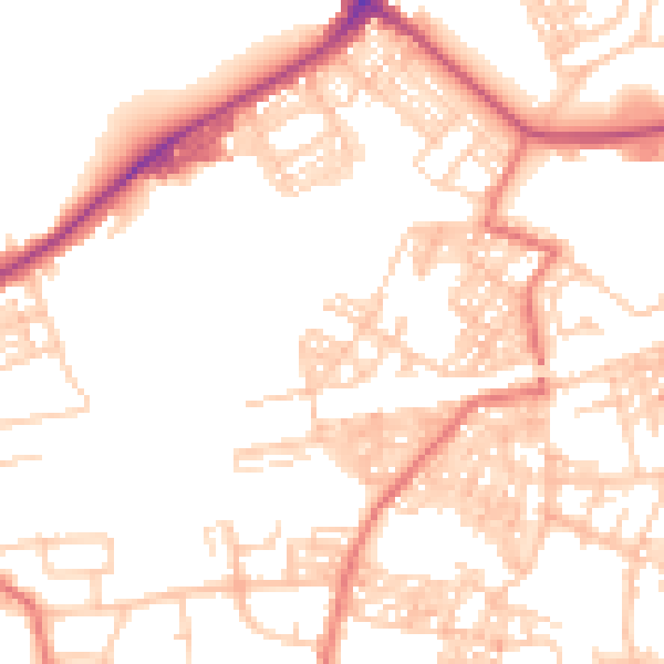 Daytime road noise heatmap for BB2 2RX