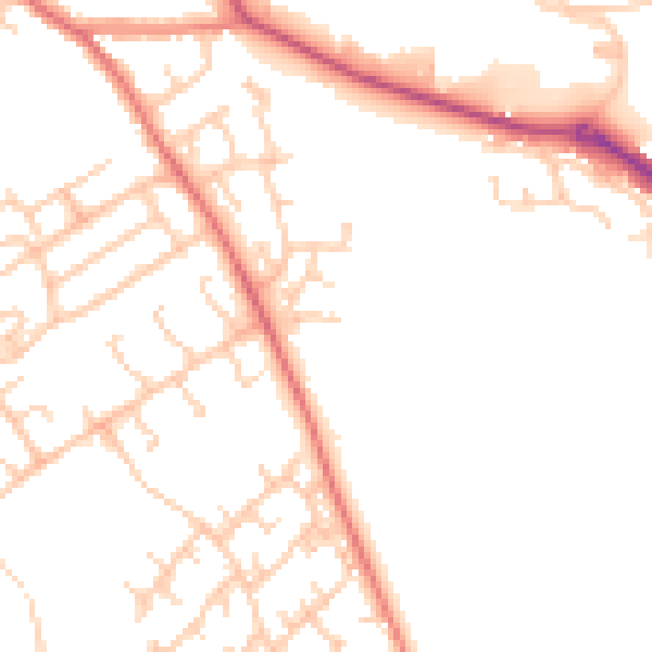 Daytime road noise heatmap for BB2 3AJ