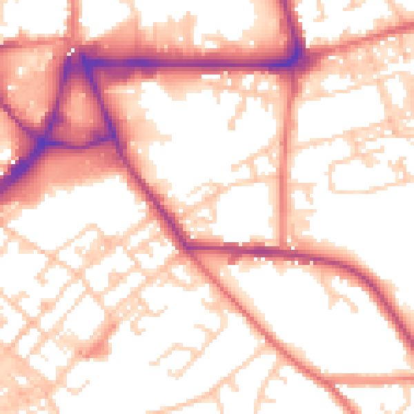 Daytime road noise heatmap for BB2 3AL