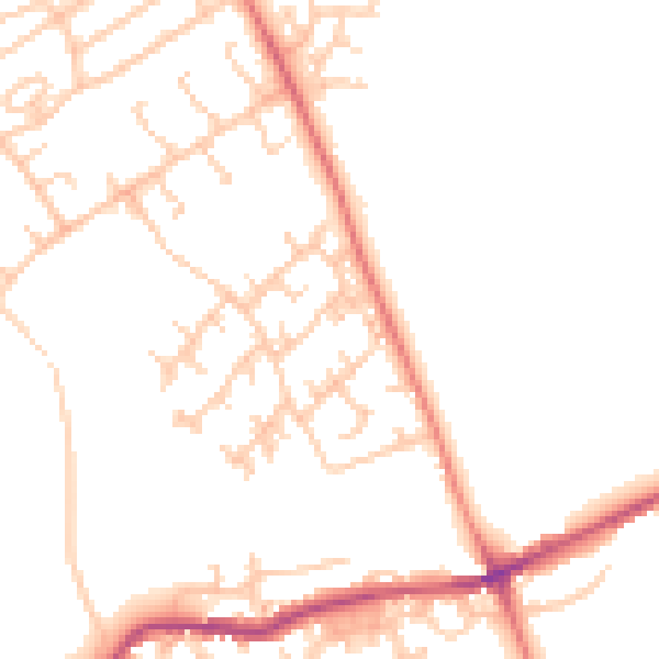 Daytime road noise heatmap for BB2 3WN