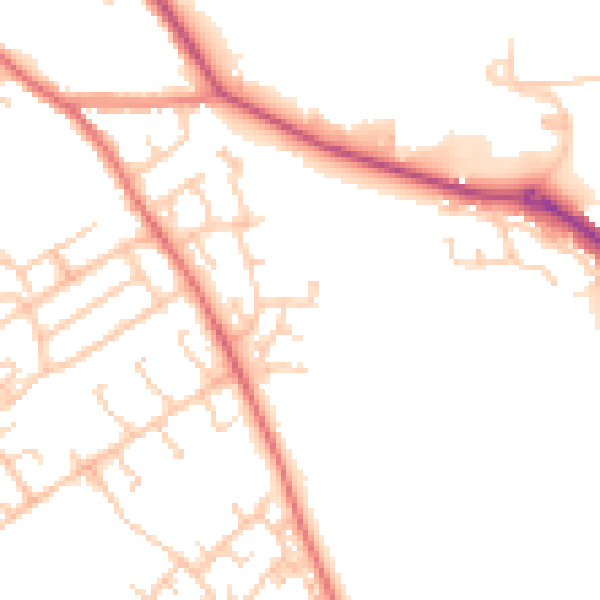 Daytime road noise heatmap for BB2 3WS