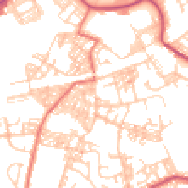 Daytime road noise heatmap for BB2 4DT