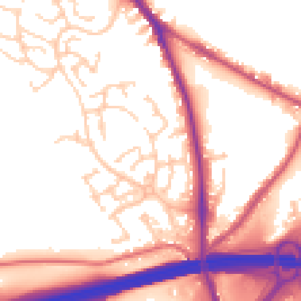 Daytime road noise heatmap for BB2 4LF