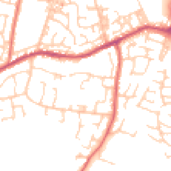 Daytime road noise heatmap for BB2 4NT