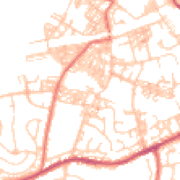 Daytime road noise heatmap for BB2 4RX