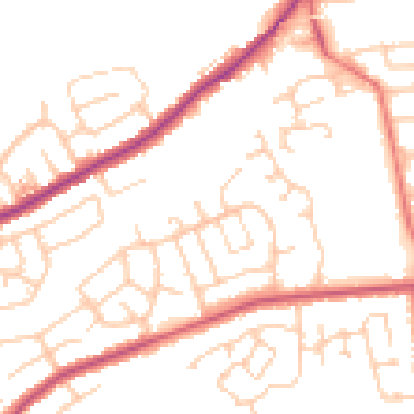 Daytime road noise heatmap for BB2 5AH