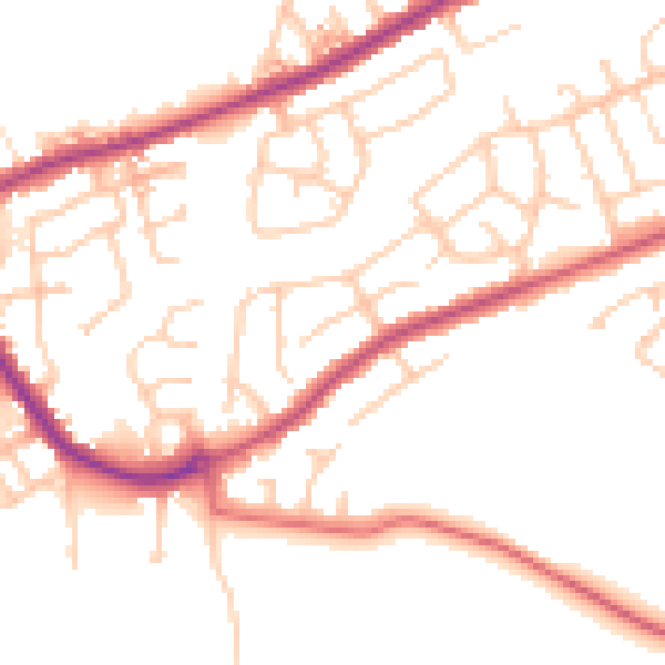 Daytime road noise heatmap for BB2 5DU