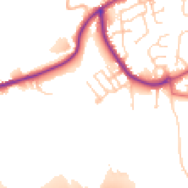 Daytime road noise heatmap for BB2 5EL