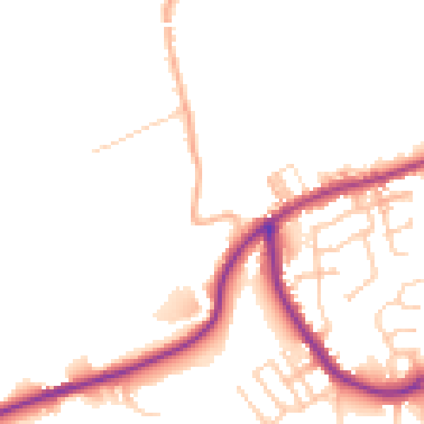 Daytime road noise heatmap for BB2 5EW