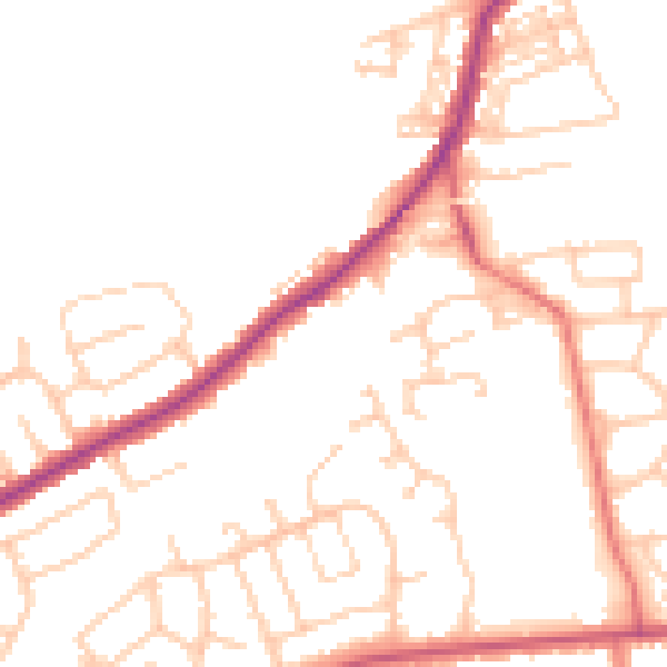 Daytime road noise heatmap for BB2 5NA