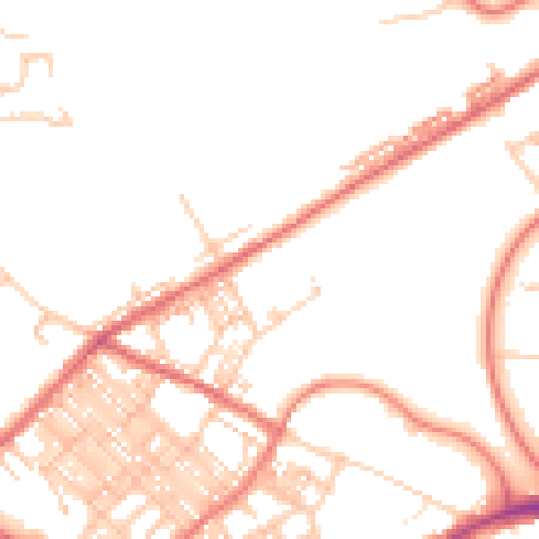 Daytime road noise heatmap for BB2 6DR