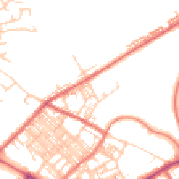 Daytime road noise heatmap for BB2 6DS