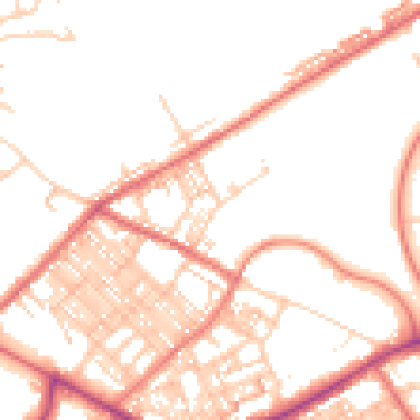 Daytime road noise heatmap for BB2 6DW