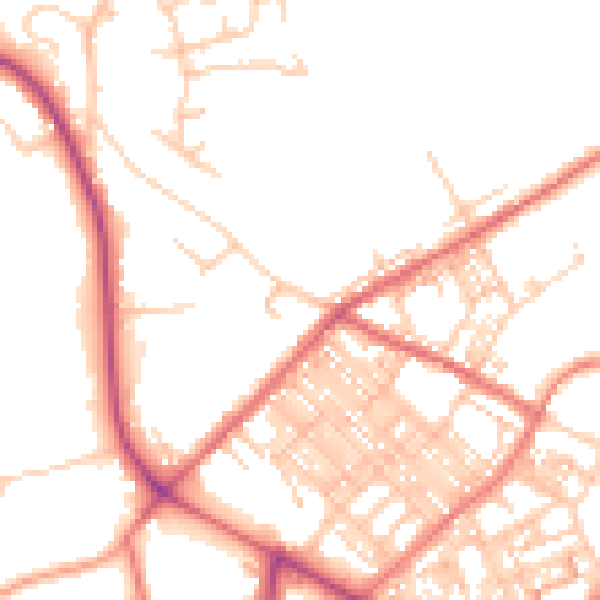 Daytime road noise heatmap for BB2 7AX