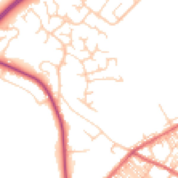 Daytime road noise heatmap for BB2 7BJ
