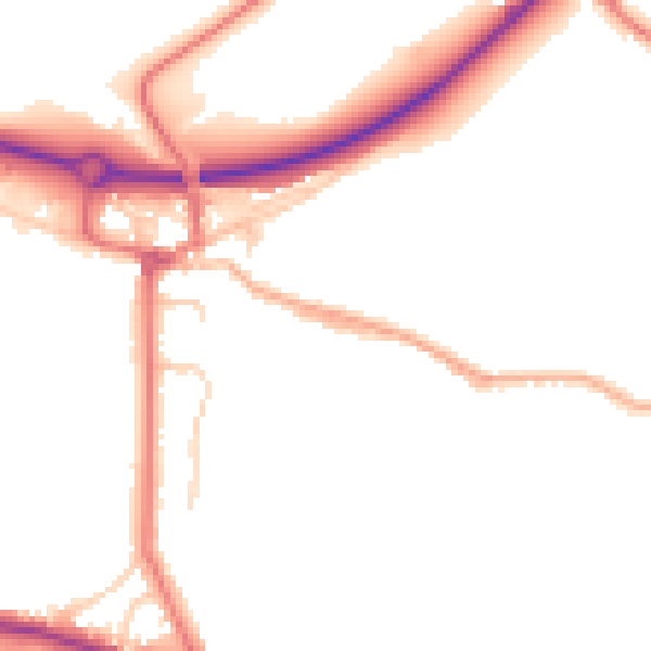 Daytime road noise heatmap for BB2 7PW