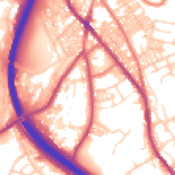 Daytime road noise heatmap for BB4 4BG