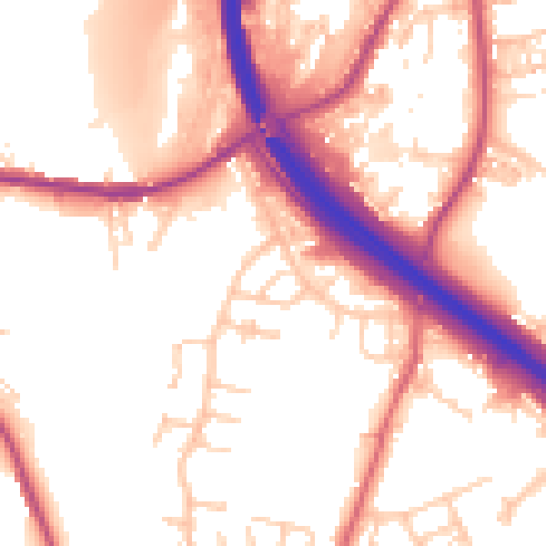 Daytime road noise heatmap for BB4 4BX