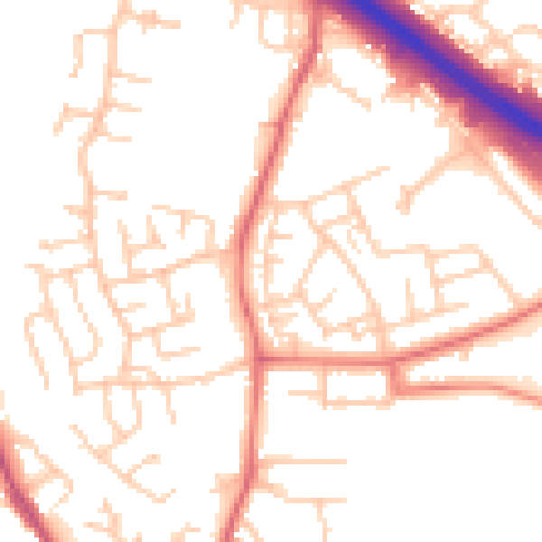 Daytime road noise heatmap for BB4 4HQ