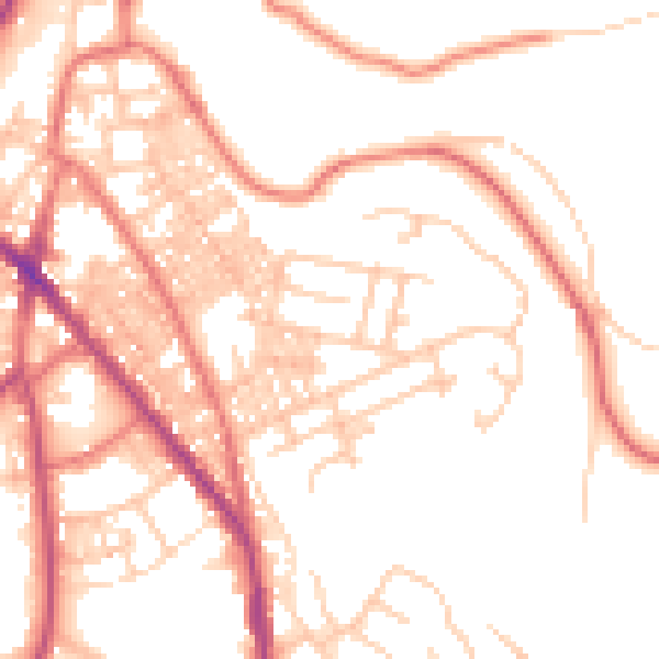Daytime road noise heatmap for BB4 5NF