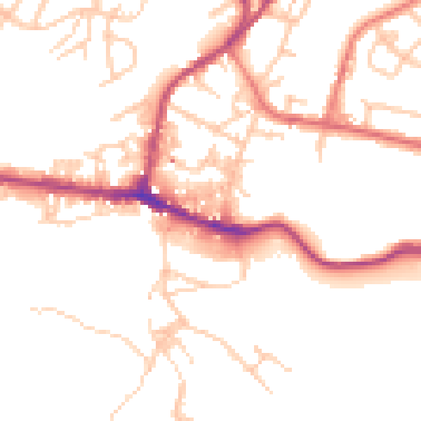 Daytime road noise heatmap for BB4 7AY