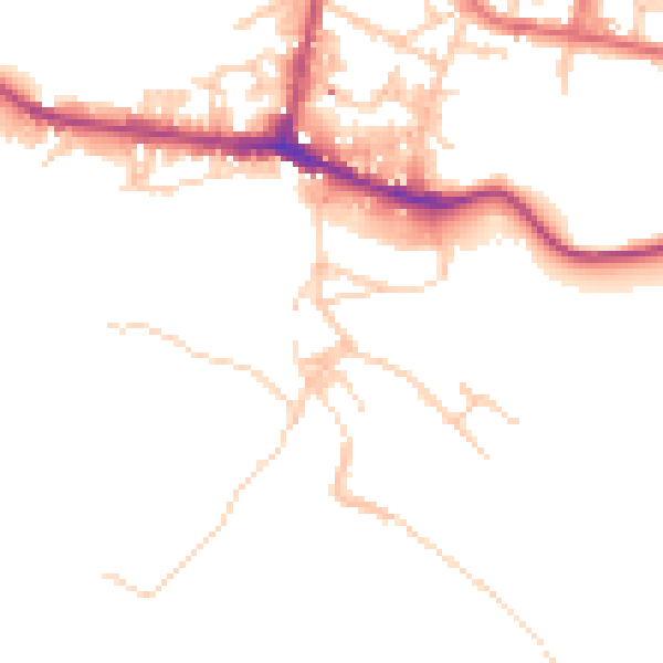 Daytime road noise heatmap for BB4 7BY