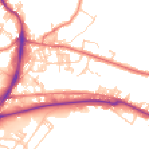 Daytime road noise heatmap for BB4 7RY