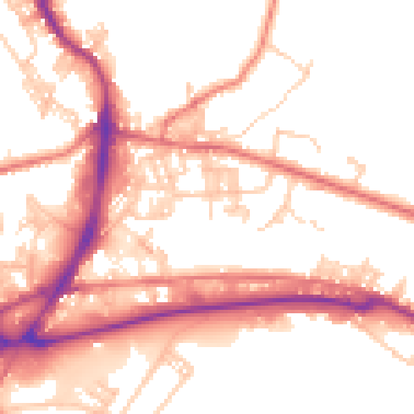Daytime road noise heatmap for BB4 7RZ