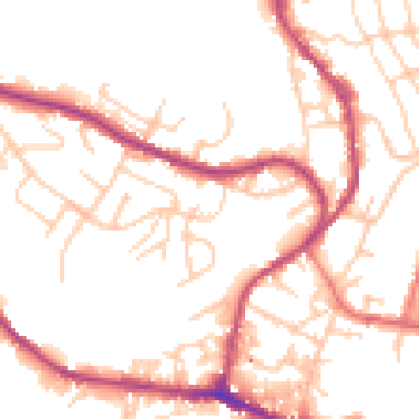 Daytime road noise heatmap for BB4 7UH