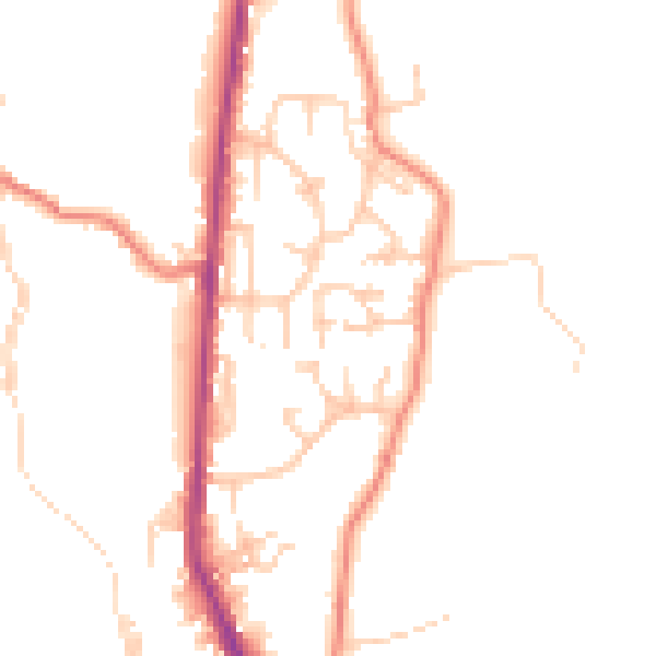 Daytime road noise heatmap for BB4 8FJ