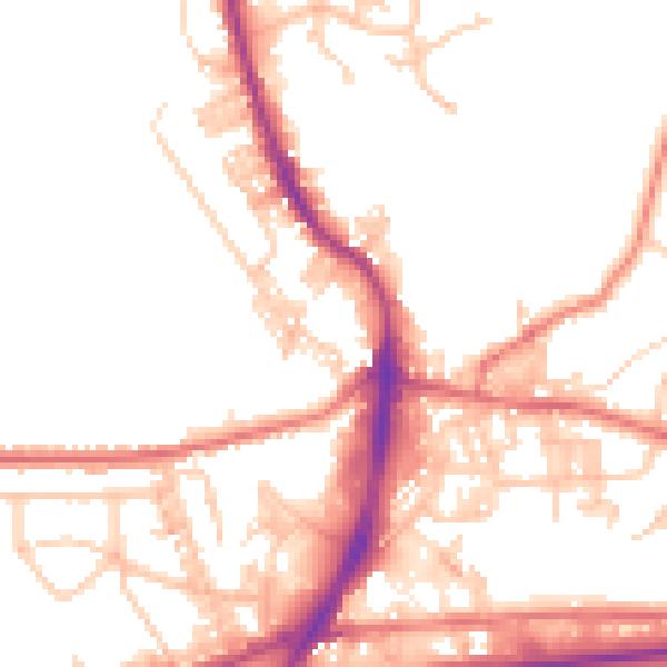 Daytime road noise heatmap for BB4 8JG