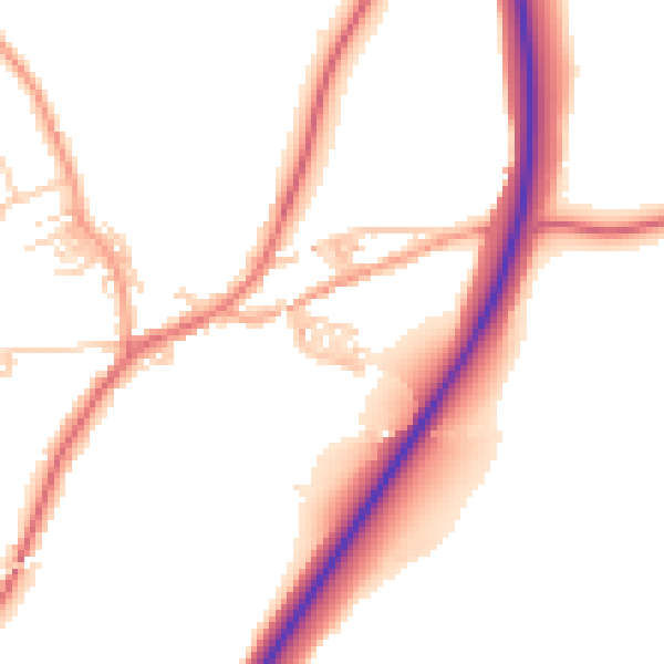 Daytime road noise heatmap for BB7 4AZ