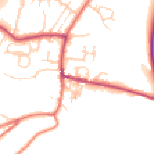 Daytime road noise heatmap for BB7 9TD
