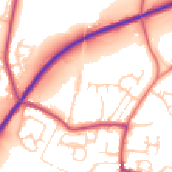 Daytime road noise heatmap for BB7 9XY