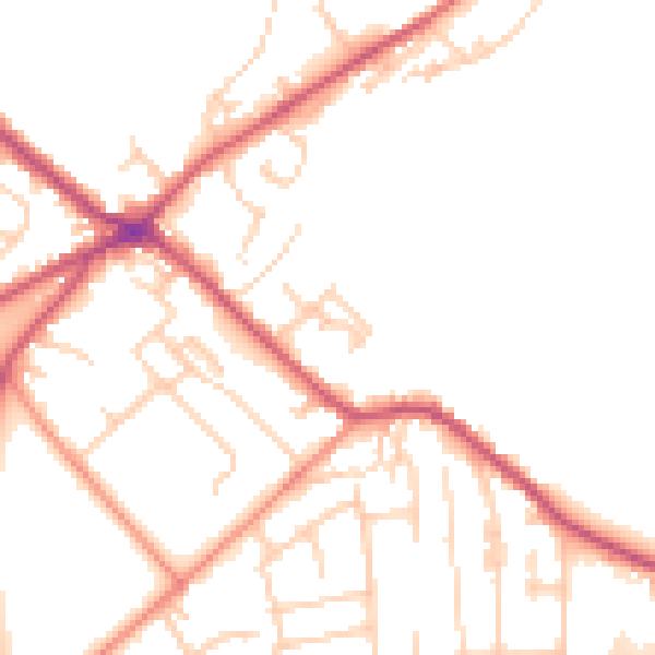 Daytime road noise heatmap for BD11 1EF