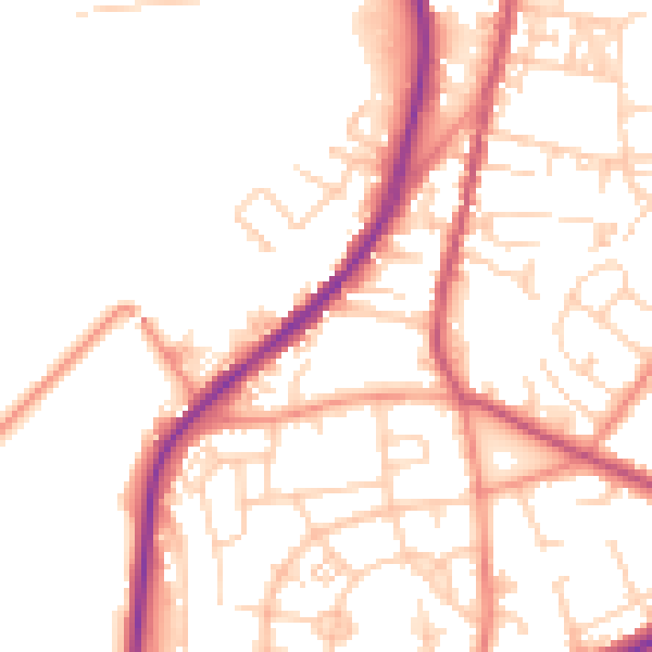 Daytime road noise heatmap for BD12 8LT
