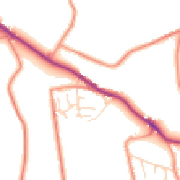 Daytime road noise heatmap for BD13 1JQ