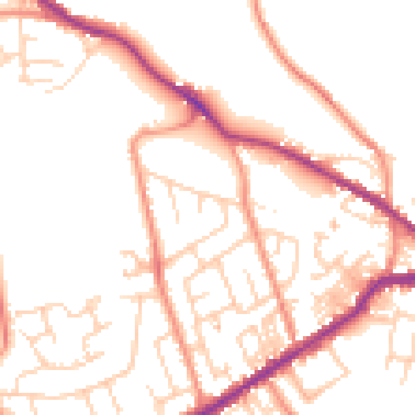 Daytime road noise heatmap for BD13 2JP